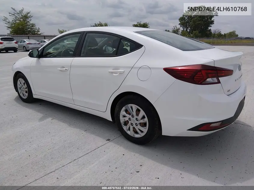 2020 HYUNDAI ELANTRA VIN 5NPD74LF4LH610768 — фото 3