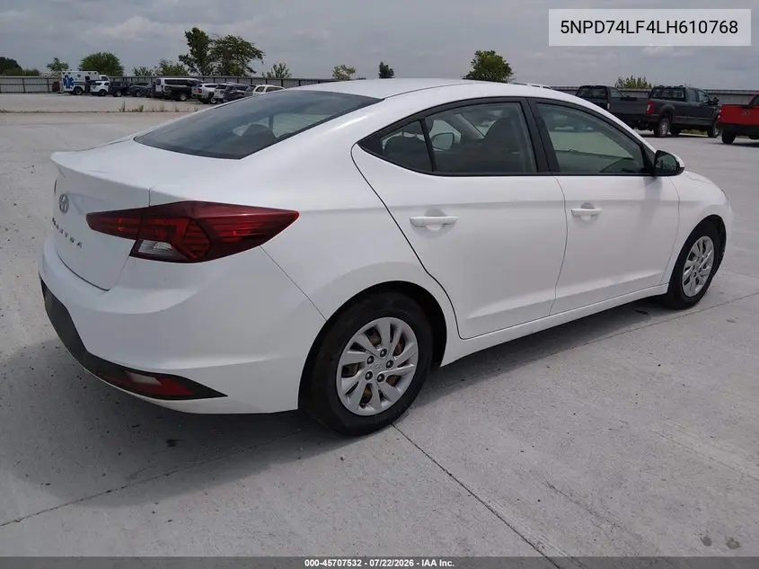 2020 HYUNDAI ELANTRA VIN 5NPD74LF4LH610768 — фото 4