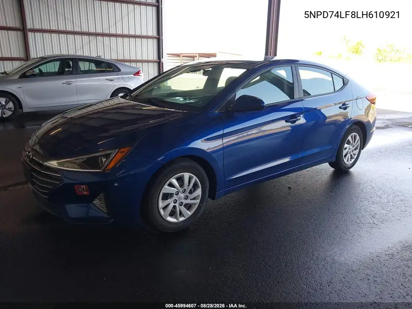 2020 HYUNDAI ELANTRA VIN 5NPD74LF8LH610921 — фото 2