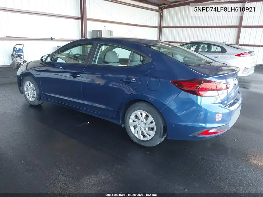 2020 HYUNDAI ELANTRA VIN 5NPD74LF8LH610921 — фото 3