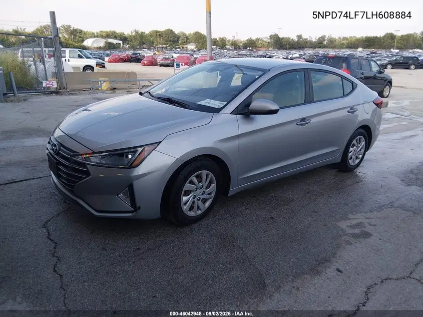 2020 HYUNDAI ELANTRA VIN 5NPD74LF7LH608884 — фото 2