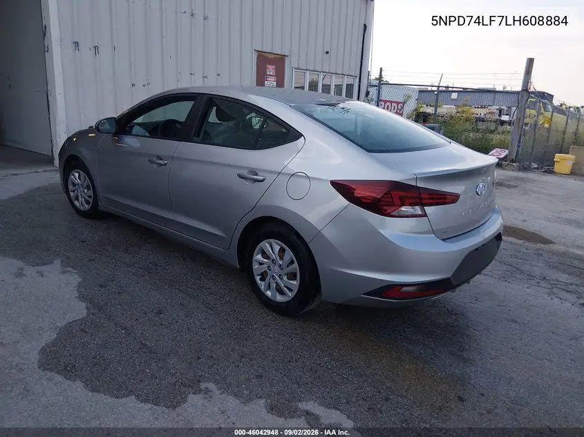 2020 HYUNDAI ELANTRA VIN 5NPD74LF7LH608884 — фото 3