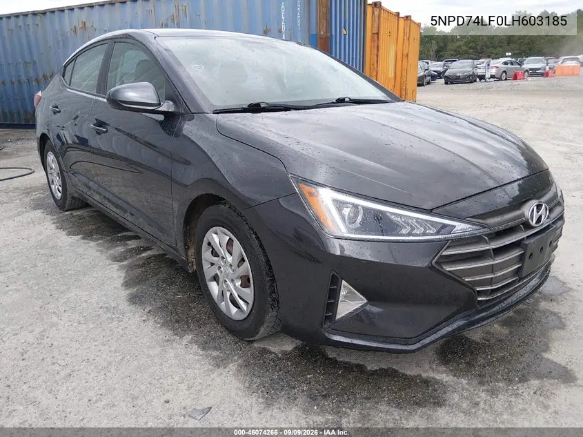 HYUNDAI ELANTRA 2020, VIN 5NPD74LF0LH603185
