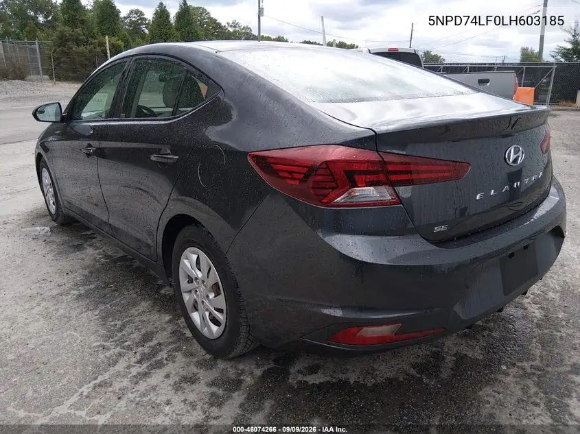 2020 HYUNDAI ELANTRA VIN 5NPD74LF0LH603185 — фото 3