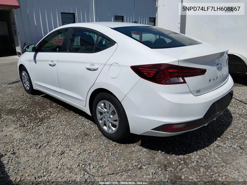 2020 HYUNDAI ELANTRA VIN 5NPD74LF7LH608867 — фото 3