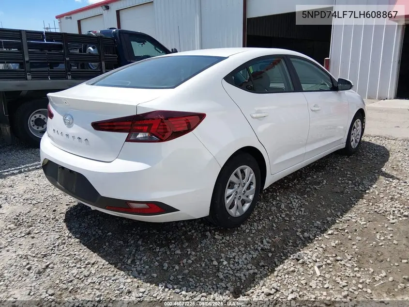 2020 HYUNDAI ELANTRA VIN 5NPD74LF7LH608867 — фото 4
