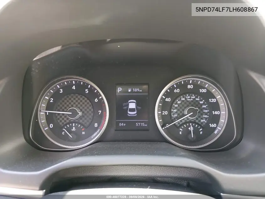 2020 HYUNDAI ELANTRA VIN 5NPD74LF7LH608867 — фото 7