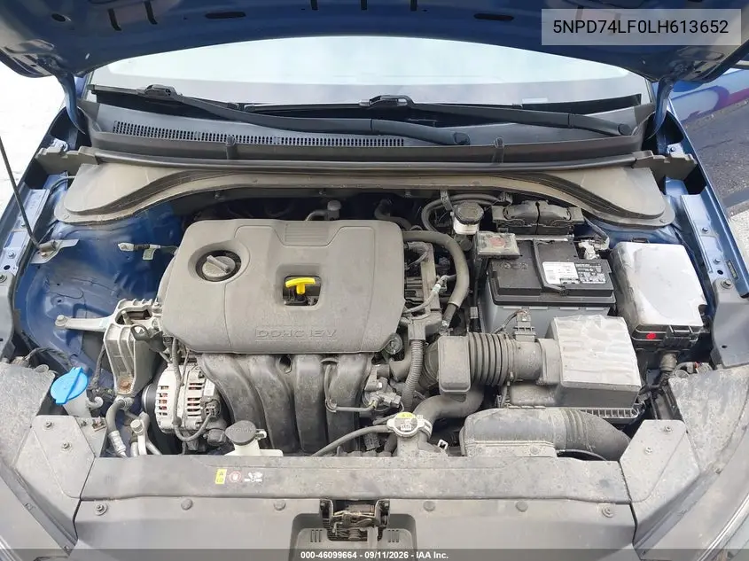 2020 HYUNDAI ELANTRA VIN 5NPD74LF0LH613652 — фото 10