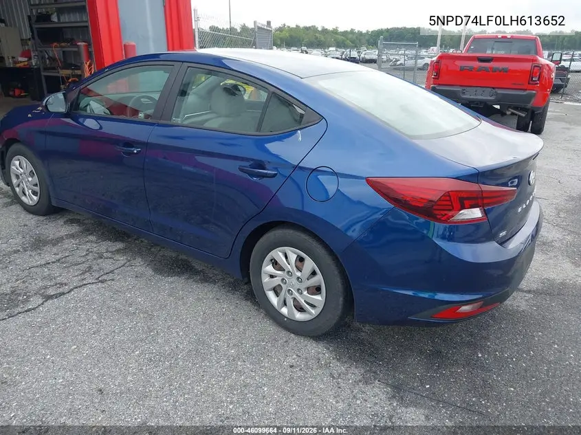 2020 HYUNDAI ELANTRA VIN 5NPD74LF0LH613652 — фото 3