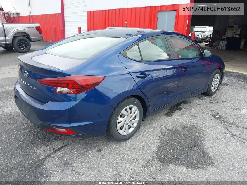 2020 HYUNDAI ELANTRA VIN 5NPD74LF0LH613652 — фото 4