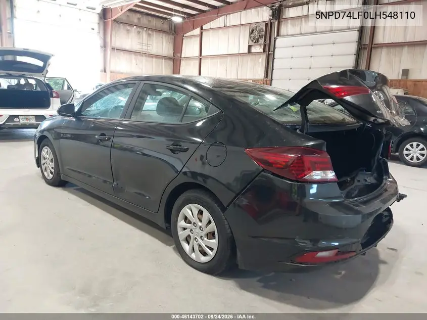 2020 HYUNDAI ELANTRA VIN 5NPD74LF0LH548110 — фото 3
