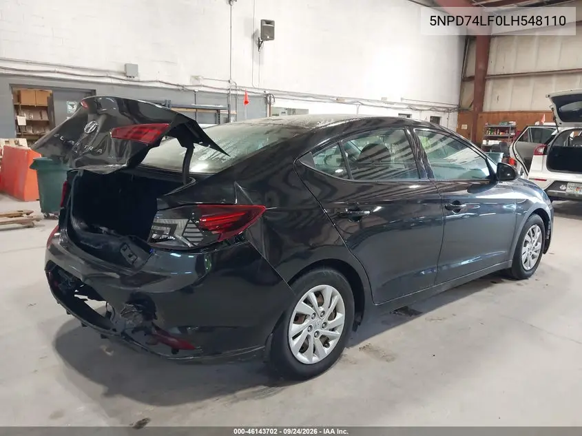 2020 HYUNDAI ELANTRA VIN 5NPD74LF0LH548110 — фото 4