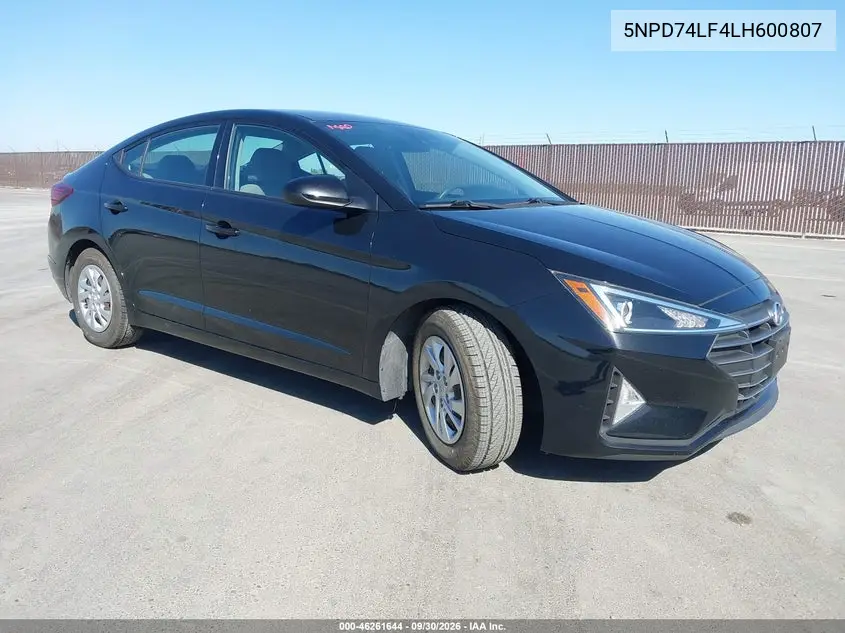 HYUNDAI ELANTRA 2020, VIN 5NPD74LF4LH600807