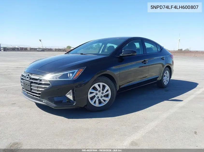 2020 HYUNDAI ELANTRA VIN 5NPD74LF4LH600807 — фото 2