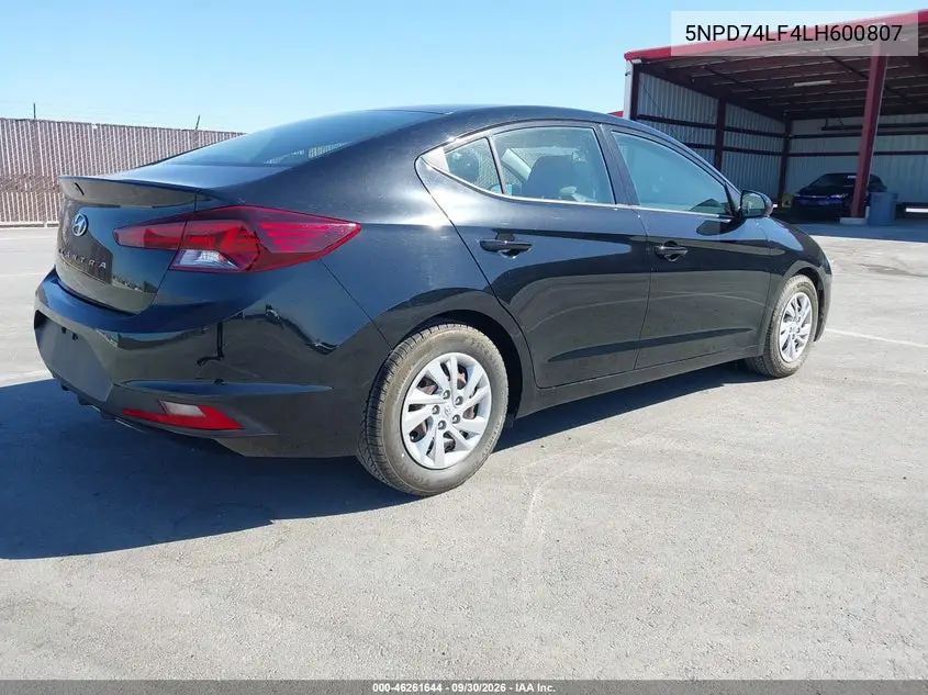 2020 HYUNDAI ELANTRA VIN 5NPD74LF4LH600807 — фото 4