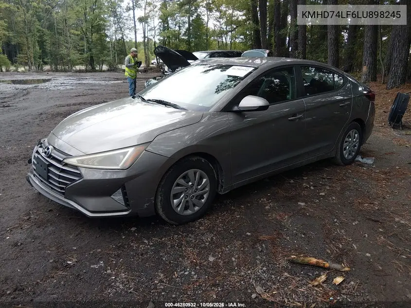 2020 HYUNDAI ELANTRA VIN KMHD74LF6LU898245 — фото 2