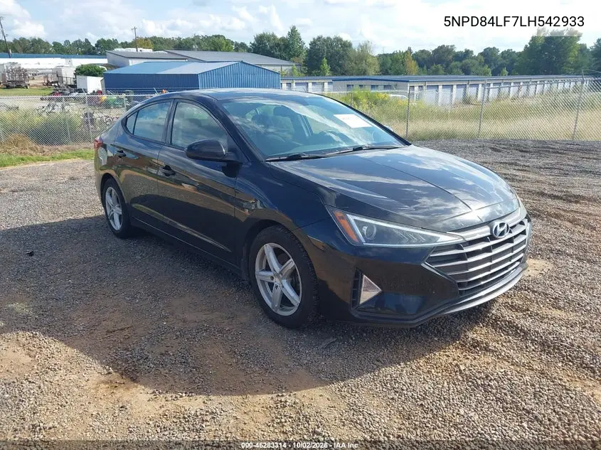 HYUNDAI ELANTRA 2020, VIN 5NPD84LF7LH542933