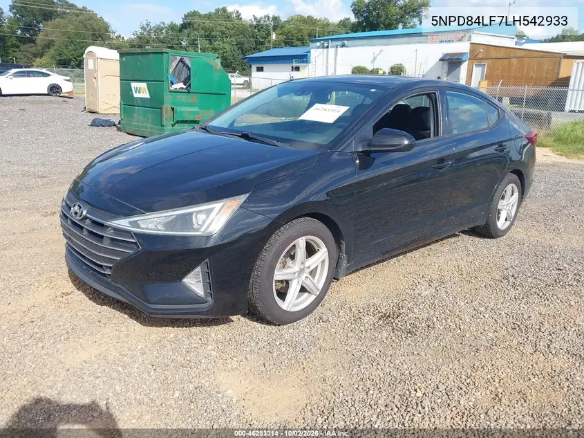 2020 HYUNDAI ELANTRA VIN 5NPD84LF7LH542933 — фото 2