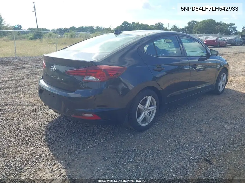 2020 HYUNDAI ELANTRA VIN 5NPD84LF7LH542933 — фото 4