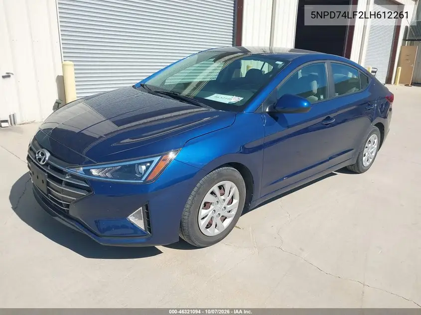 2020 HYUNDAI ELANTRA VIN 5NPD74LF2LH612261 — фото 2
