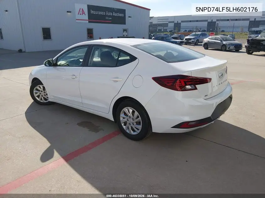 2020 HYUNDAI ELANTRA VIN 5NPD74LF5LH602176 — фото 3