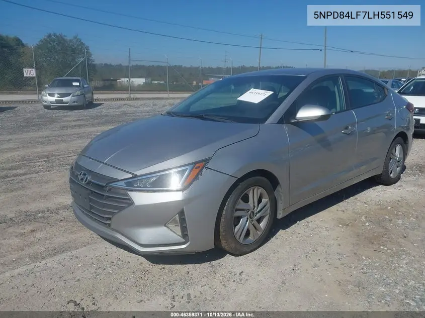 2020 HYUNDAI ELANTRA VIN 5NPD84LF7LH551549 — фото 2