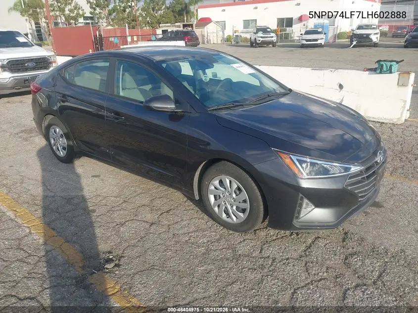 HYUNDAI ELANTRA 2020, VIN 5NPD74LF7LH602888