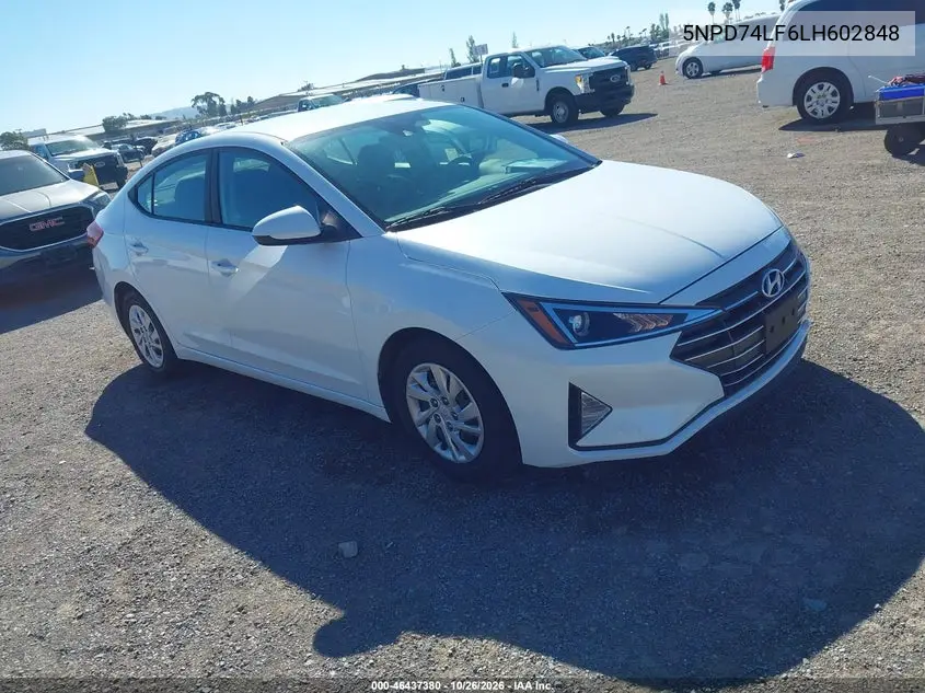 HYUNDAI ELANTRA 2020, VIN 5NPD74LF6LH602848