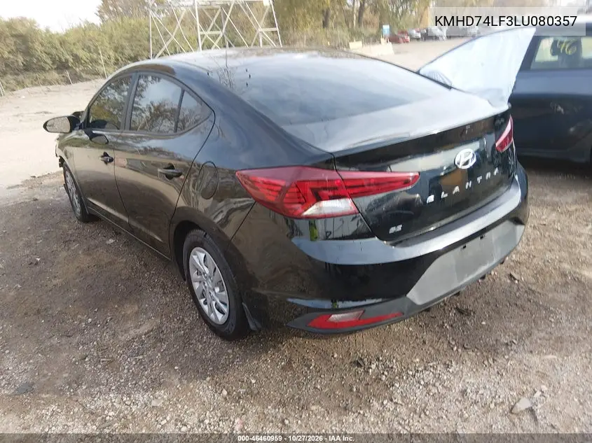 2020 HYUNDAI ELANTRA VIN KMHD74LF3LU080357 — фото 3