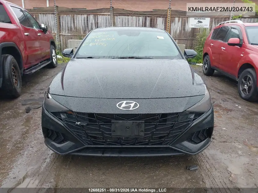 2021 HYUNDAI ELANTRA VIN KMHLR4AF2MU204743 — фото 11
