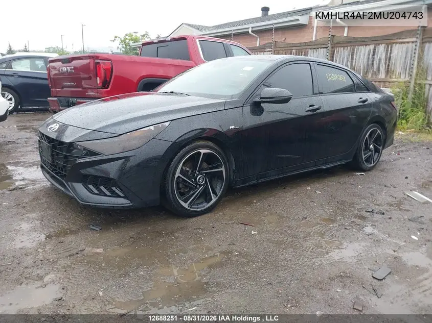 2021 HYUNDAI ELANTRA VIN KMHLR4AF2MU204743 — фото 2