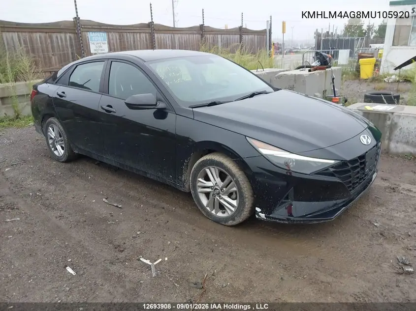 HYUNDAI ELANTRA 2021, VIN KMHLM4AG8MU105920
