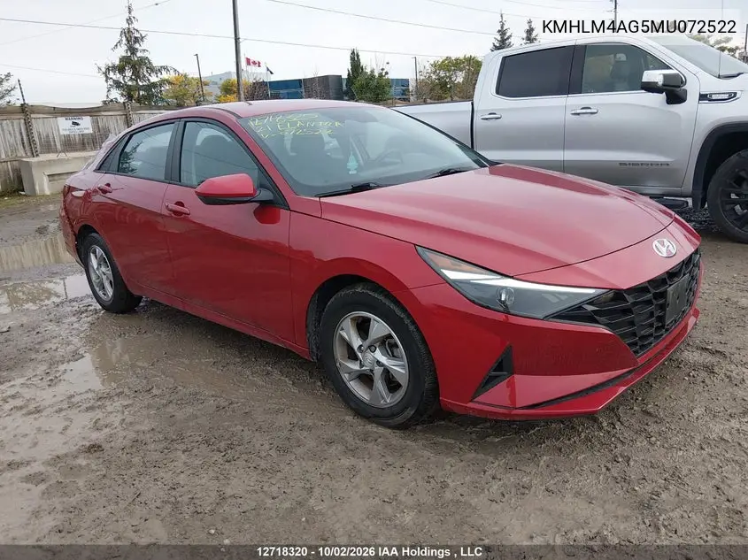 HYUNDAI ELANTRA 2021, VIN KMHLM4AG5MU072522