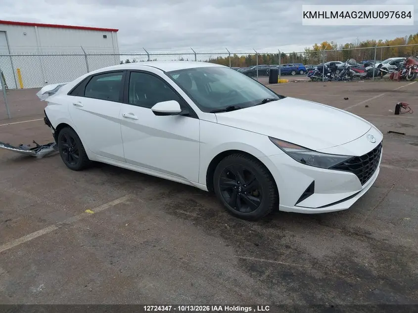 HYUNDAI ELANTRA 2021, VIN KMHLM4AG2MU097684