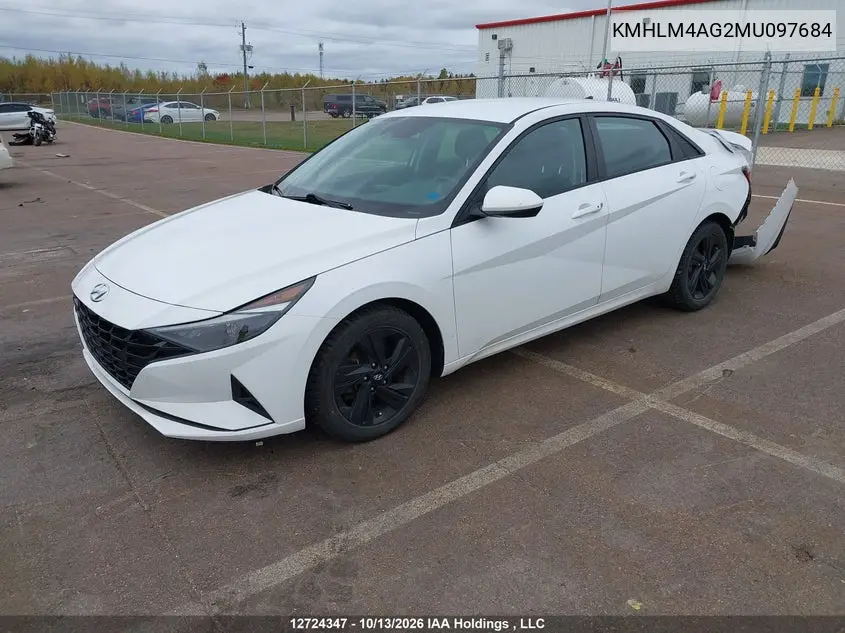 2021 HYUNDAI ELANTRA VIN KMHLM4AG2MU097684 — фото 2