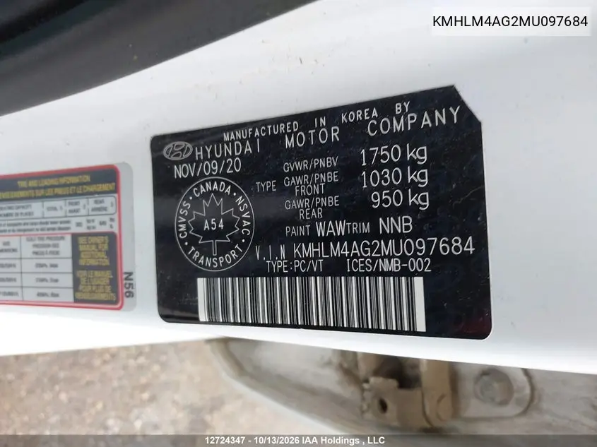 2021 HYUNDAI ELANTRA VIN KMHLM4AG2MU097684 — фото 9