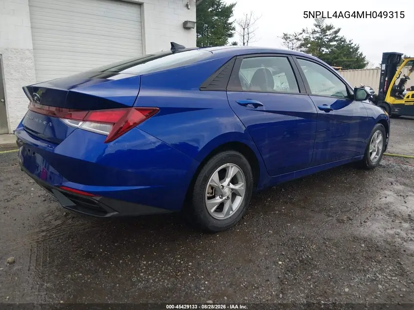 2021 HYUNDAI ELANTRA VIN 5NPLL4AG4MH049315 — фото 4