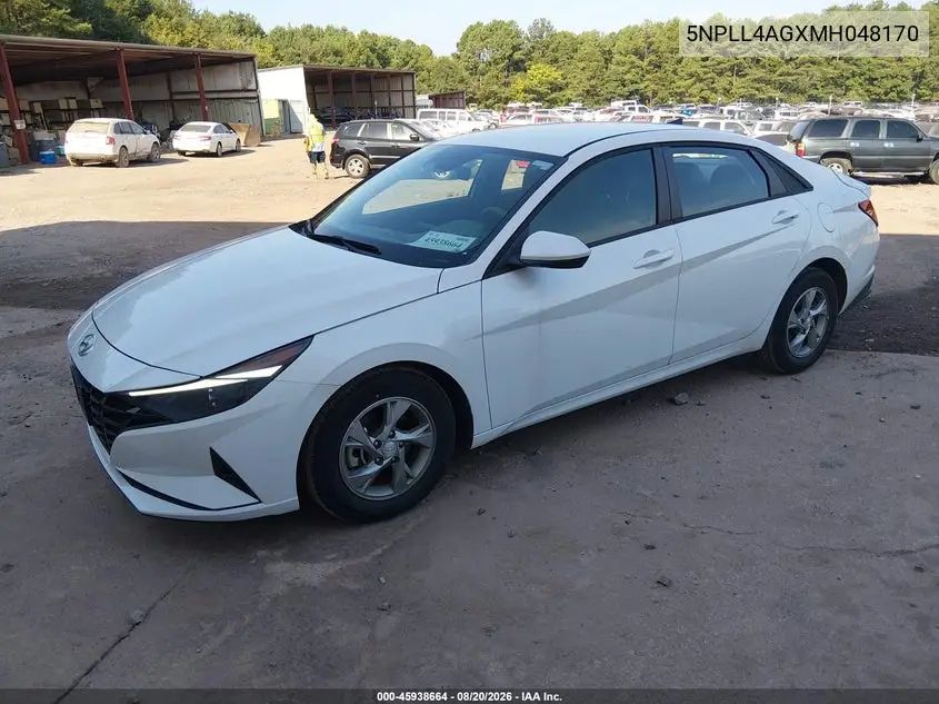 2021 HYUNDAI ELANTRA VIN 5NPLL4AGXMH048170 — фото 2