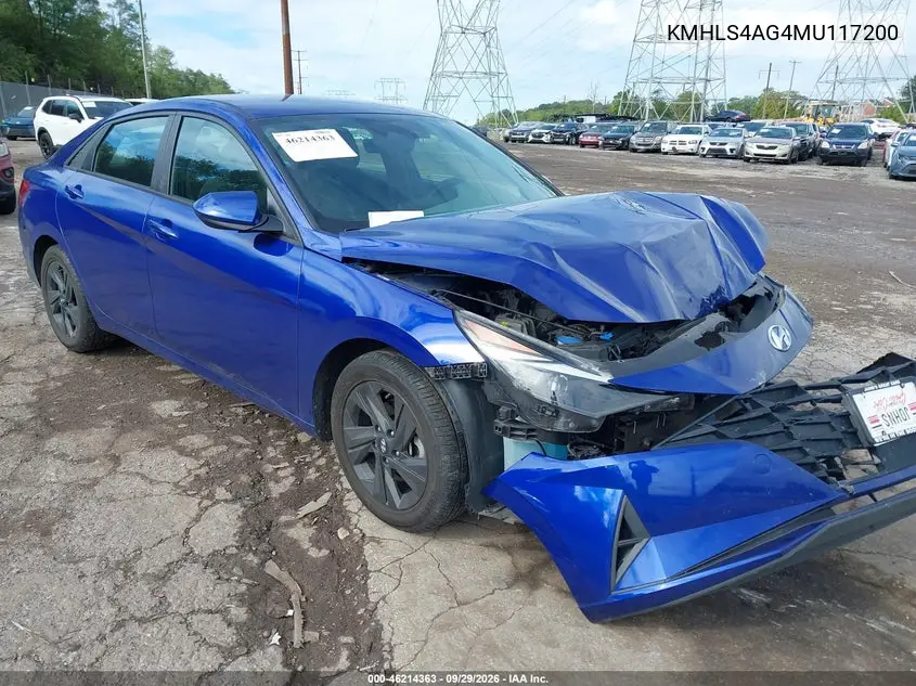 HYUNDAI ELANTRA 2021, VIN KMHLS4AG4MU117200