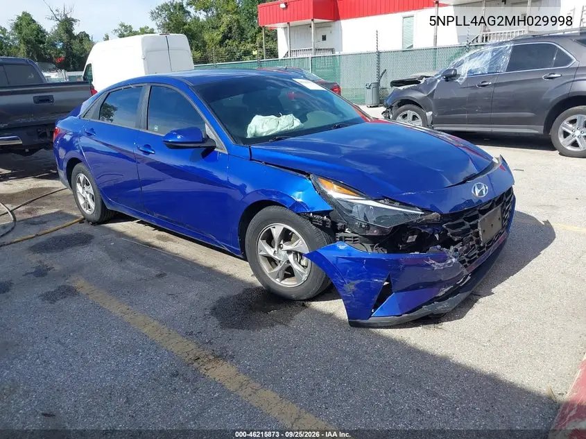 HYUNDAI ELANTRA 2021, VIN 5NPLL4AG2MH029998