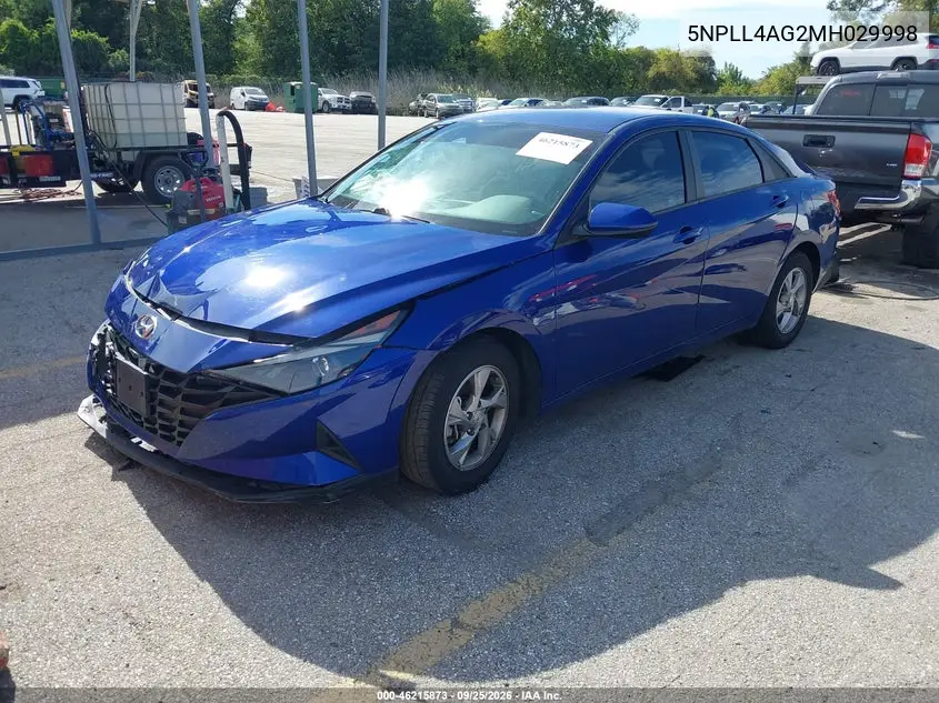 2021 HYUNDAI ELANTRA VIN 5NPLL4AG2MH029998 — фото 2