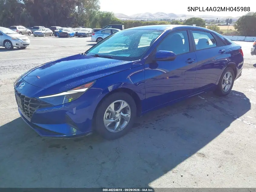 2021 HYUNDAI ELANTRA VIN 5NPLL4AG2MH045988 — фото 2