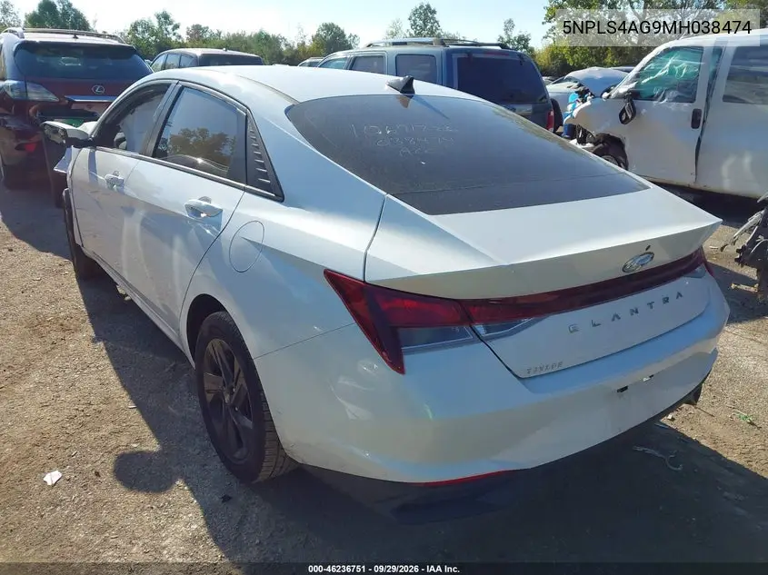 2021 HYUNDAI ELANTRA VIN 5NPLS4AG9MH038474 — фото 3