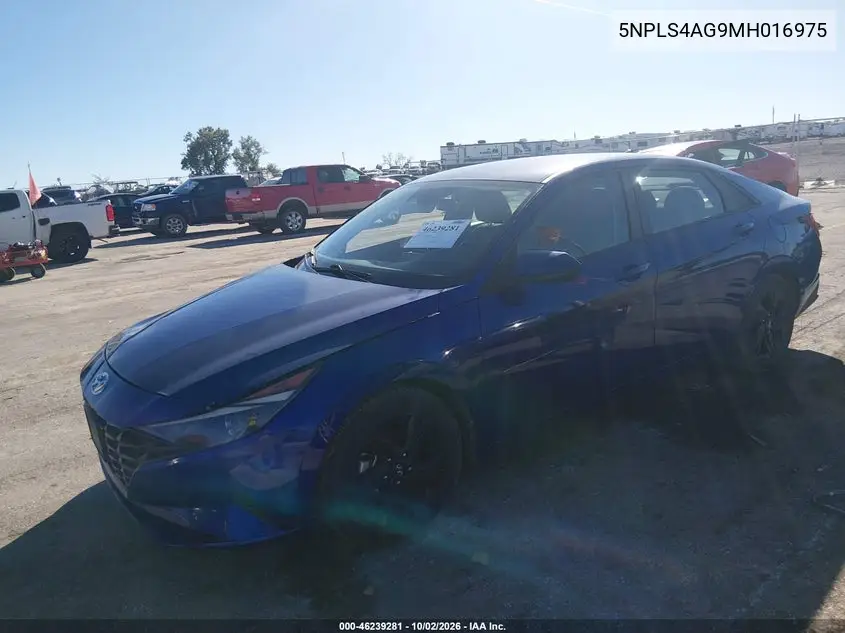 2021 HYUNDAI ELANTRA VIN 5NPLS4AG9MH016975 — фото 2