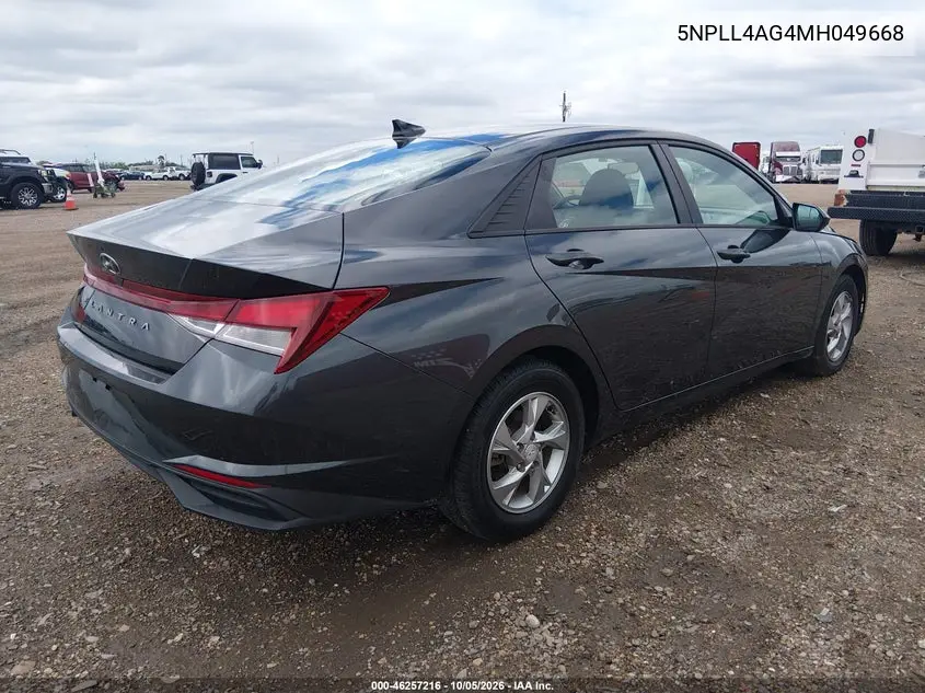 2021 HYUNDAI ELANTRA VIN 5NPLL4AG4MH049668 — фото 4