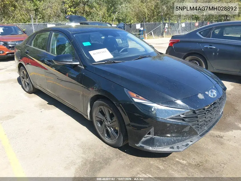 HYUNDAI ELANTRA 2021, VIN 5NPLM4AG7MH028892