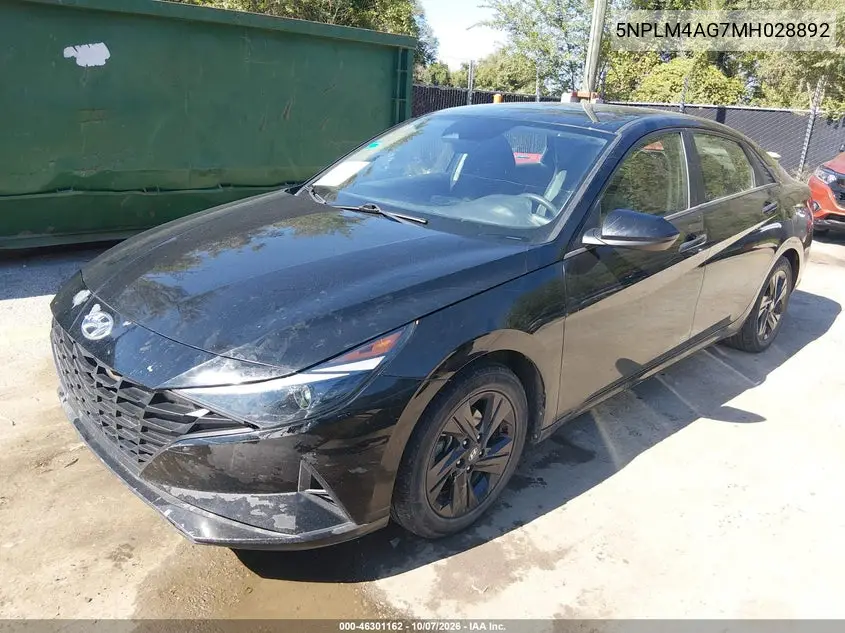 2021 HYUNDAI ELANTRA VIN 5NPLM4AG7MH028892 — фото 2
