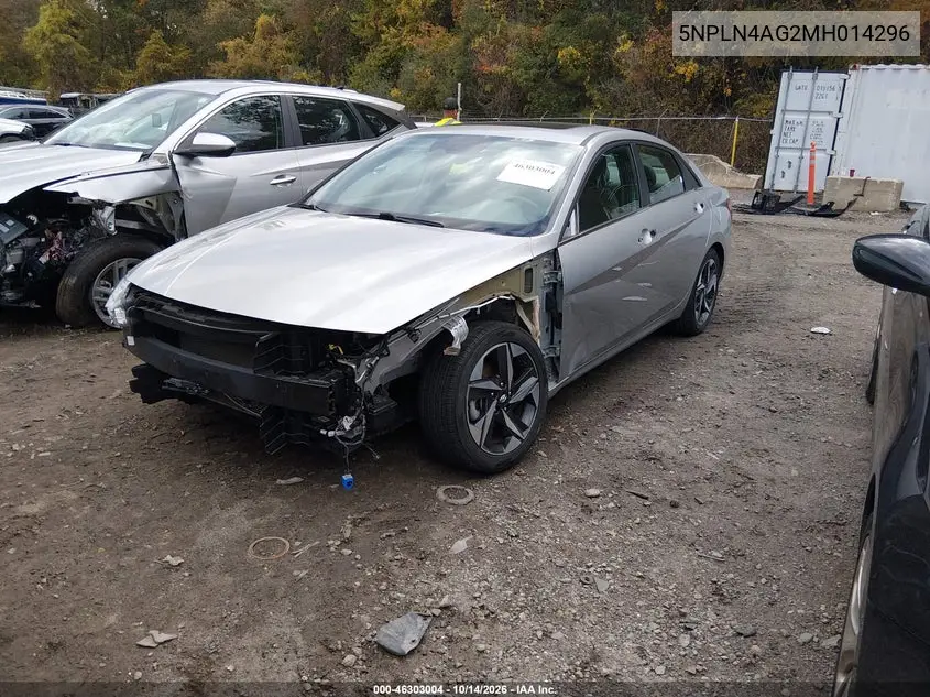 2021 HYUNDAI ELANTRA VIN 5NPLN4AG2MH014296 — фото 2