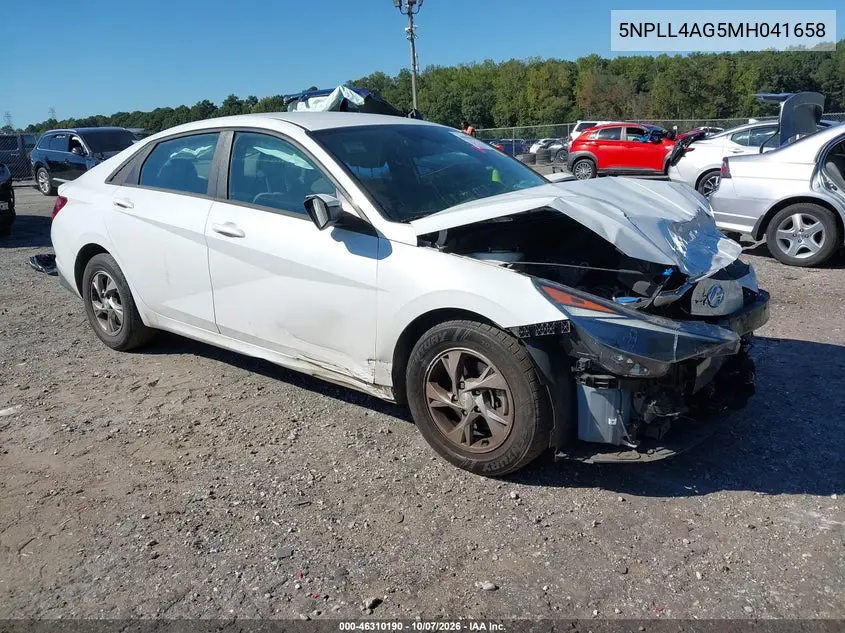 HYUNDAI ELANTRA 2021, VIN 5NPLL4AG5MH041658