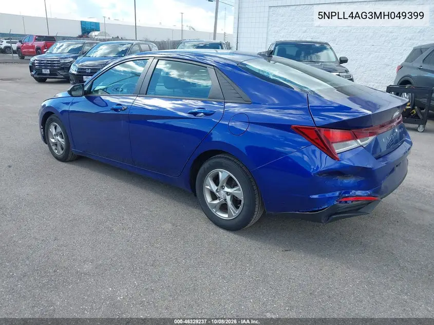 2021 HYUNDAI ELANTRA VIN 5NPLL4AG3MH049399 — фото 3